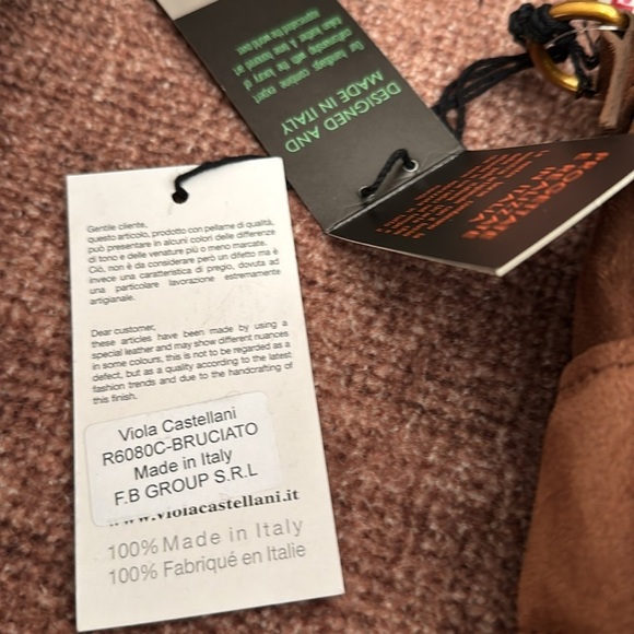 NWT VIOLA CASTELLANI Bruciato Brown Suede Padded Woven Crossbody Made In Italy - Picture 9 of 10